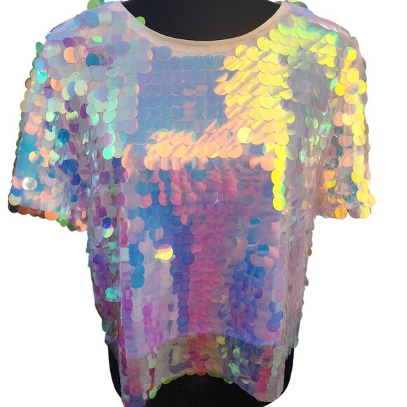 Luxury Evening Cocktail Beaded Sequins Runway Couture Top Blouse Jacket Cover NW - Picture 2 of 8